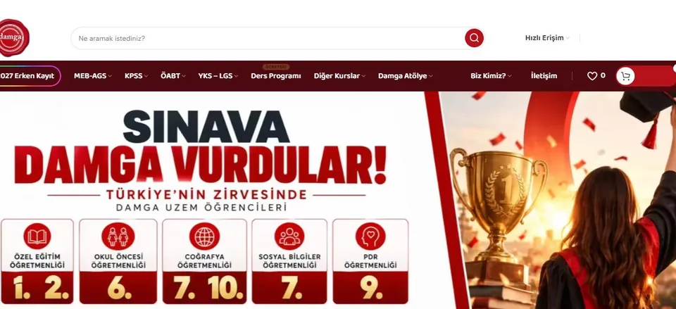 Damga Uzem web sitesinin ana sayfası
