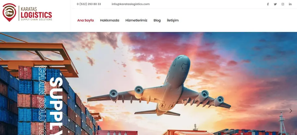 Karataş Logistics web sitesinin ana sayfası